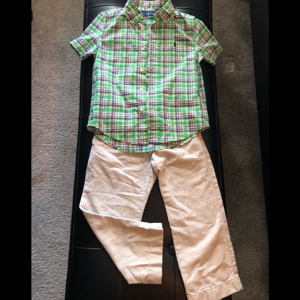 Linen khaki pants & Ralph Lauren polo shirt size 4